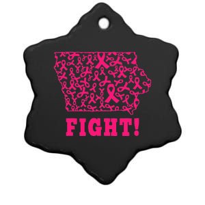 Pink Ribbon State Iowa IA Breast Cancer Fight Support Gift Ceramic Star Ornament