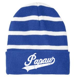 Papaw Retro Style Funny Father’S Day Gift For Dad Grandpa Meaningful Gift Striped Beanie with Solid Band