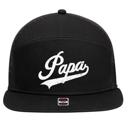 Papa Retro Style Father’s day gift for Funny Papa Grandpa 7 Panel Mesh Trucker Snapback Hat