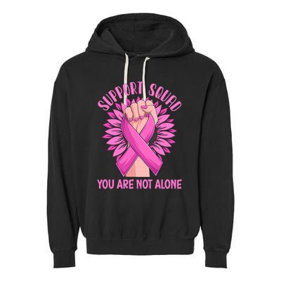 Pink Ribbon Strong Support Squad Breast Cancer Gifts Garment-Dyed Fleece Hoodie