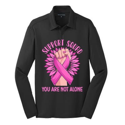 Pink Ribbon Strong Support Squad Breast Cancer Gifts Silk Touch Performance Long Sleeve Polo