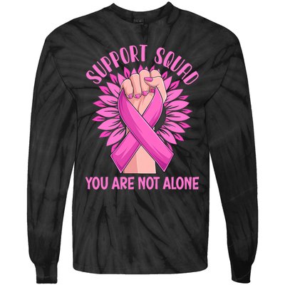 Pink Ribbon Strong Support Squad Breast Cancer Gifts Tie-Dye Long Sleeve Shirt