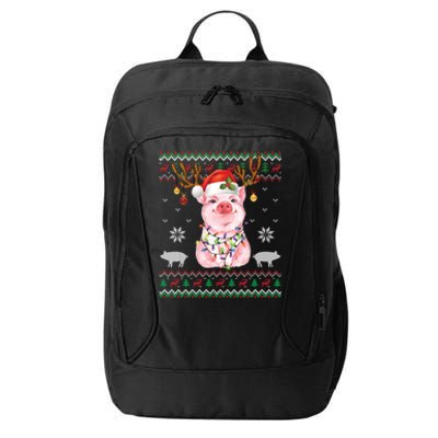 Pig Reindeer Santa Xmas Light Ugly Sweater Christmas Funny Gift Cool Gift City Backpack