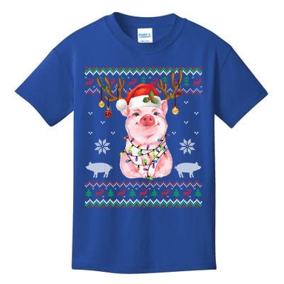 Pig Reindeer Santa Xmas Light Ugly Sweater Christmas Funny Gift Cool Gift Kids T-Shirt