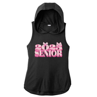 Pink Retro Senior 2025 Coquette Bow Graduation Class Of 2025 Ladies PosiCharge Tri-Blend Wicking Draft Hoodie Tank