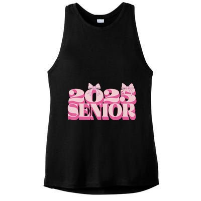 Pink Retro Senior 2025 Coquette Bow Graduation Class Of 2025 Ladies PosiCharge Tri-Blend Wicking Tank