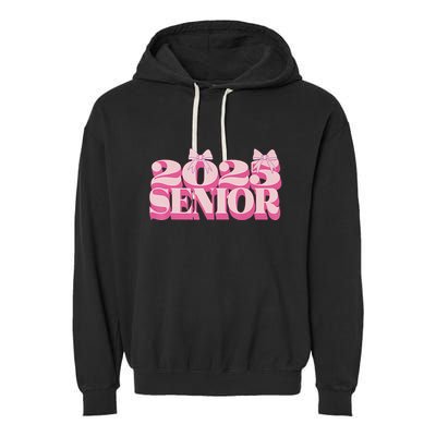 Pink Retro Senior 2025 Coquette Bow Graduation Class Of 2025 Garment-Dyed Fleece Hoodie