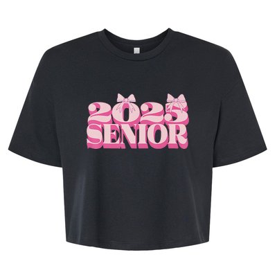 Pink Retro Senior 2025 Coquette Bow Graduation Class Of 2025 Bella+Canvas Jersey Crop Tee