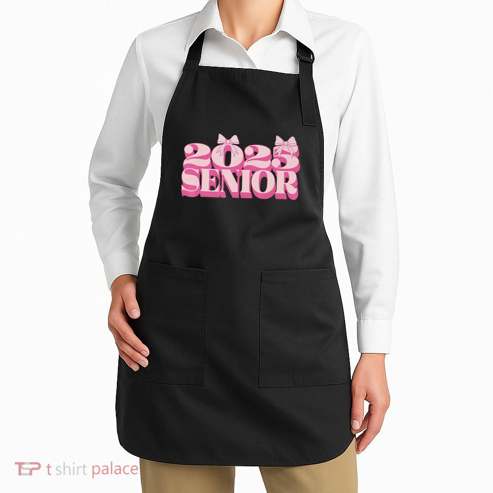 Pink Retro Senior 2025 Coquette Bow Graduation Class Of 2025 Apron