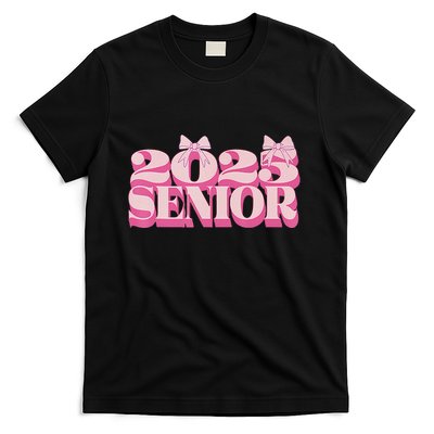 Pink Retro Senior 2025 Coquette Bow Graduation Class Of 2025 T-Shirt