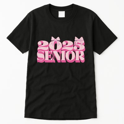 Pink Retro Senior 2025 Coquette Bow Graduation Class Of 2025 Tall T-Shirt