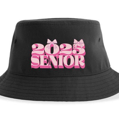 Pink Retro Senior 2025 Coquette Bow Graduation Class Of 2025 Sustainable Bucket Hat