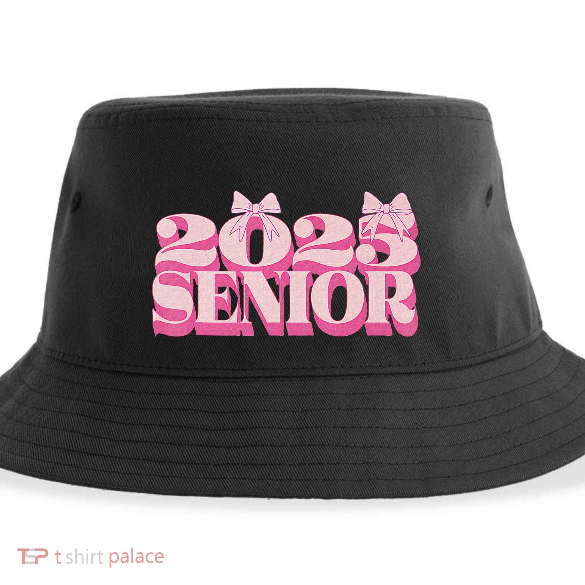 Pink Retro Senior 2025 Coquette Bow Graduation Class Of 2025 Sustainable Bucket Hat