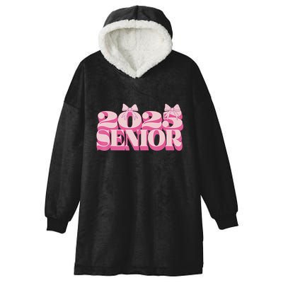 Pink Retro Senior 2025 Coquette Bow Graduation Class Of 2025 Hooded Wearable Blanket