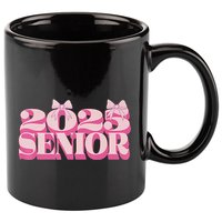 Pink Retro Senior 2025 Coquette Bow Graduation Class Of 2025 11oz C Handle Ceramic Mug