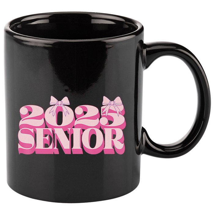 Pink Retro Senior 2025 Coquette Bow Graduation Class Of 2025 11oz C Handle Ceramic Mug