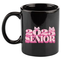 Pink Retro Senior 2025 Coquette Bow Graduation Class Of 2025 11oz C Handle Ceramic Mug