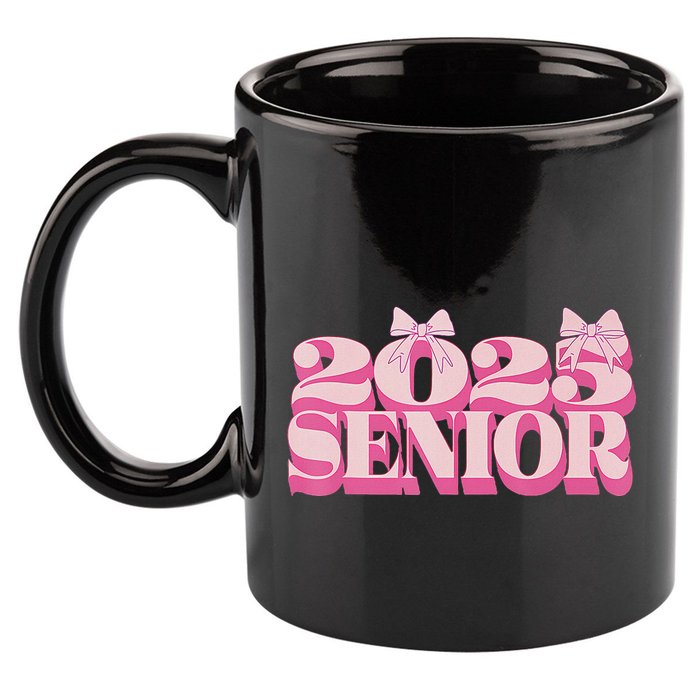 Pink Retro Senior 2025 Coquette Bow Graduation Class Of 2025 11oz C Handle Ceramic Mug