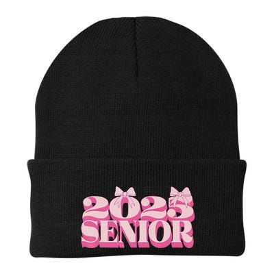 Pink Retro Senior 2025 Coquette Bow Graduation Class Of 2025 Beanie