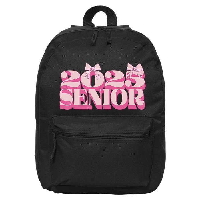 Pink Retro Senior 2025 Coquette Bow Graduation Class Of 2025 16 in Basic Backpack