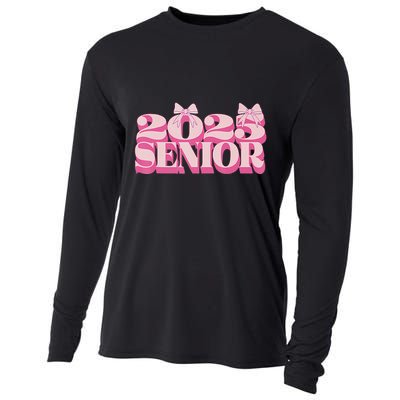 Pink Retro Senior 2025 Coquette Bow Graduation Class Of 2025 Cooling Performance Long Sleeve Crew