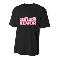 Pink Retro Senior 2025 Coquette Bow Graduation Class Of 2025 Youth Performance Sprint T-Shirt