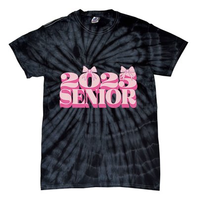 Pink Retro Senior 2025 Coquette Bow Graduation Class Of 2025 Tie-Dye T-Shirt
