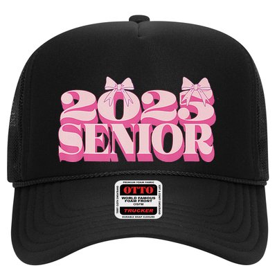 Pink Retro Senior 2025 Coquette Bow Graduation Class Of 2025 Trucker Hat