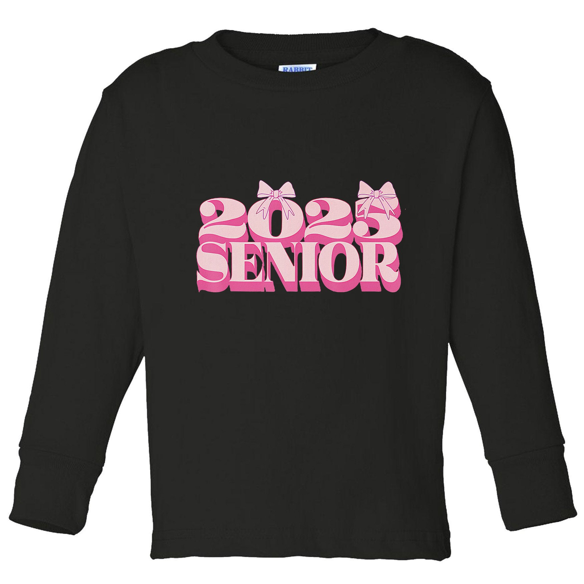 Pink Retro Senior 2025 Coquette Bow Graduation Class Of 2025 Toddler Long Sleeve Shirt