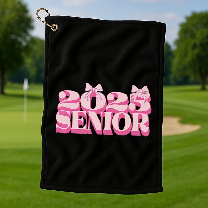 Pink Retro Senior 2025 Coquette Bow Graduation Class Of 2025 Golf Towel