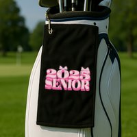 Pink Retro Senior 2025 Coquette Bow Graduation Class Of 2025 Golf Towel