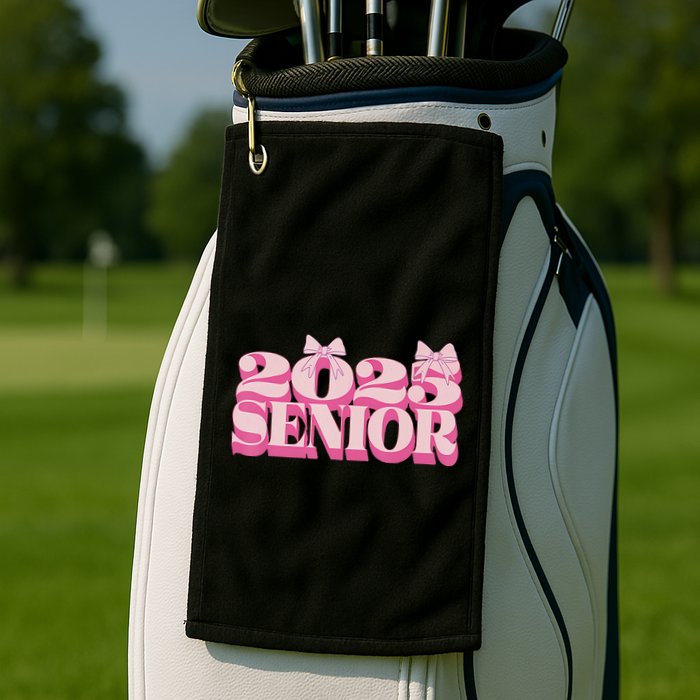 Pink Retro Senior 2025 Coquette Bow Graduation Class Of 2025 Golf Towel