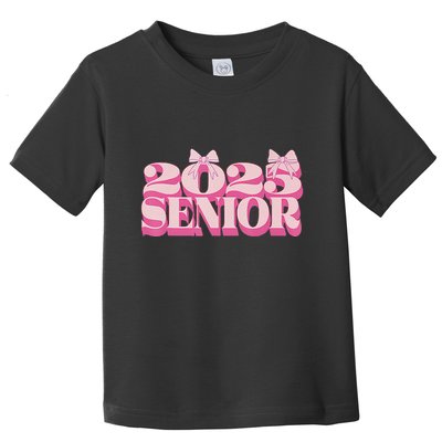 Pink Retro Senior 2025 Coquette Bow Graduation Class Of 2025 Toddler T-Shirt