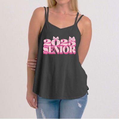 Pink Retro Senior 2025 Coquette Bow Graduation Class Of 2025 Women's Strappy Tank