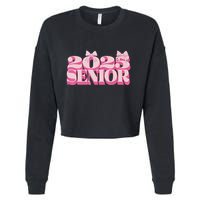 Pink Retro Senior 2025 Coquette Bow Graduation Class Of 2025 Cropped Pullover Crew