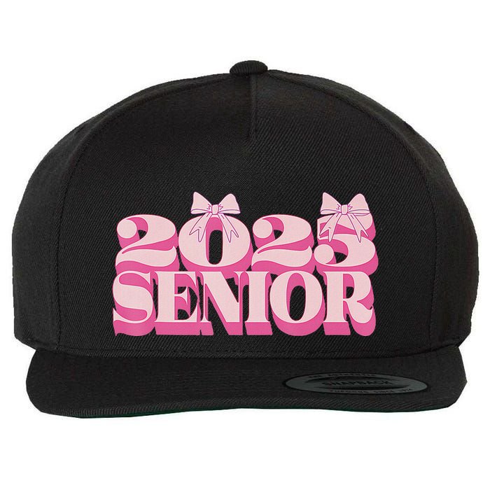 Pink Retro Senior 2025 Coquette Bow Graduation Class Of 2025 Wool Snapback Cap