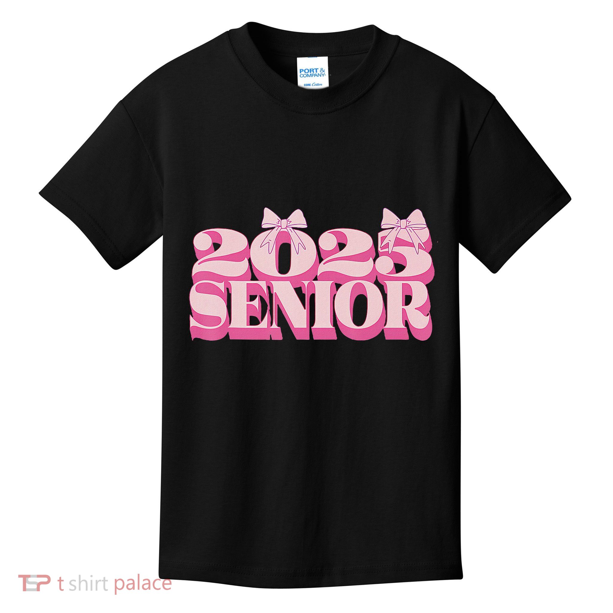 Pink Retro Senior 2025 Coquette Bow Graduation Class Of 2025 Kids T-Shirt