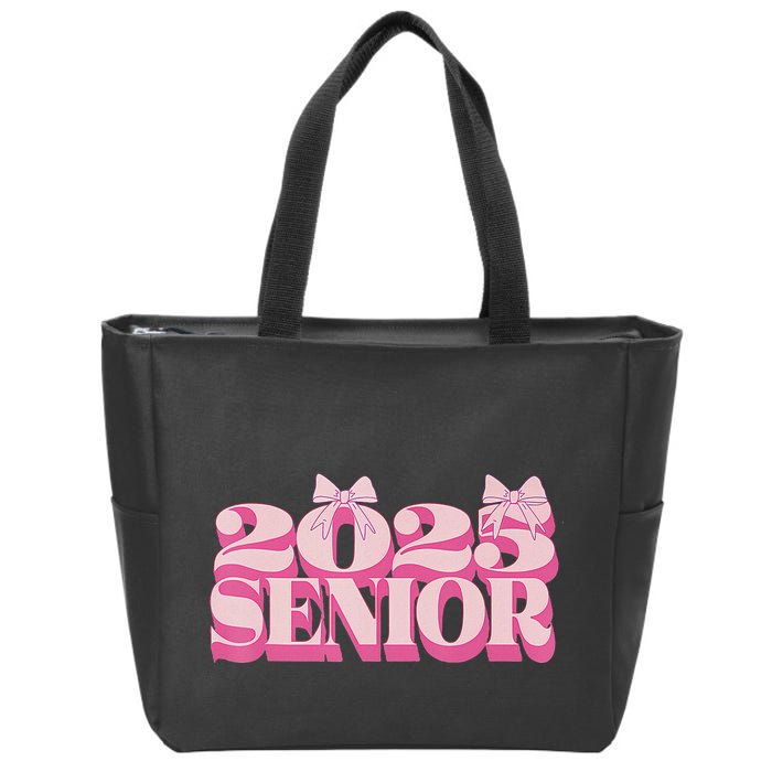 Pink Retro Senior 2025 Coquette Bow Graduation Class Of 2025 Zip Tote Bag