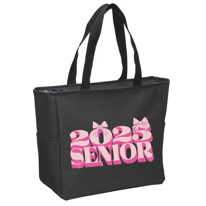Pink Retro Senior 2025 Coquette Bow Graduation Class Of 2025 Zip Tote Bag