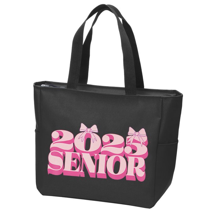 Pink Retro Senior 2025 Coquette Bow Graduation Class Of 2025 Zip Tote Bag