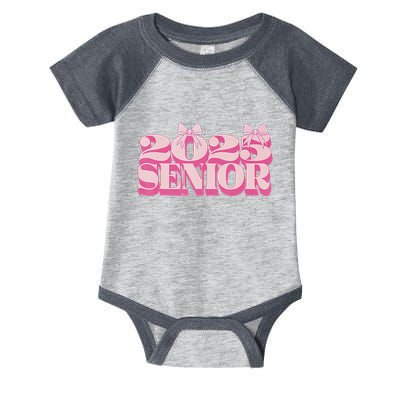 Pink Retro Senior 2025 Coquette Bow Graduation Class Of 2025 Infant Baby Jersey Bodysuit