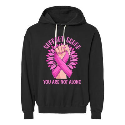 Pink Ribbon Strong Support Squad Breast Cancer Gifts Garment-Dyed Fleece Hoodie