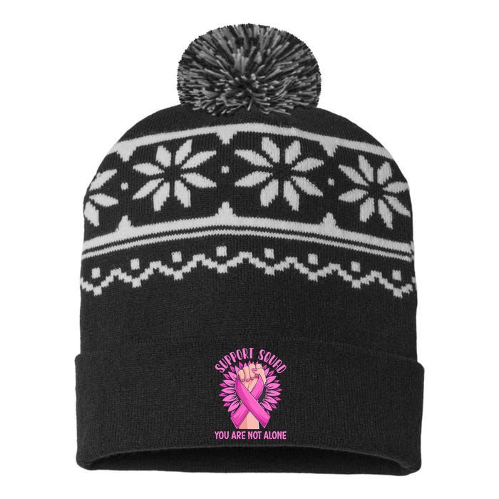 Pink Ribbon Strong Support Squad Breast Cancer Gifts USA-Made Snowflake Beanie