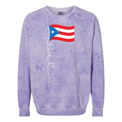 Puerto Rico Signature Flag Pole Cool Gift Patriotic Puerto Rican Gift Colorblast Crewneck Sweatshirt