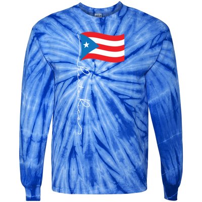 Puerto Rico Signature Flag Pole Cool Gift Patriotic Puerto Rican Gift Tie-Dye Long Sleeve Shirt