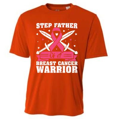 Pink Ribbon Step Father Of A Breast Cancer Warrior Gift Cooling Performance Crew T-Shirt