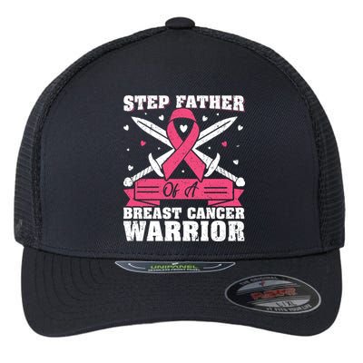 Pink Ribbon Step Father Of A Breast Cancer Warrior Gift Flexfit Unipanel Trucker Cap