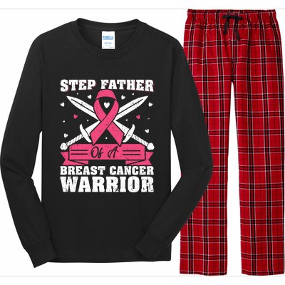 Pink Ribbon Step Father Of A Breast Cancer Warrior Gift Long Sleeve Pajama Set