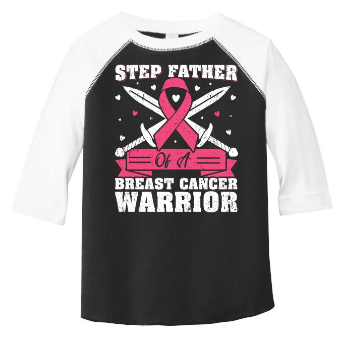 Pink Ribbon Step Father Of A Breast Cancer Warrior Gift Toddler Fine Jersey T-Shirt