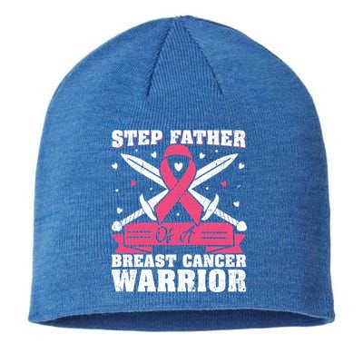 Pink Ribbon Step Father Of A Breast Cancer Warrior Gift Sustainable Beanie